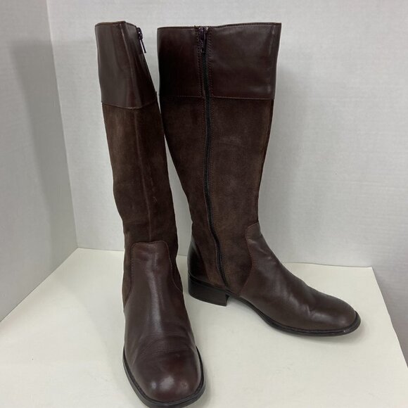 Coldwater Creek Chocolate Brown Leather & Suede Mid Calf Boot, size 6 - Picture 2 of 15